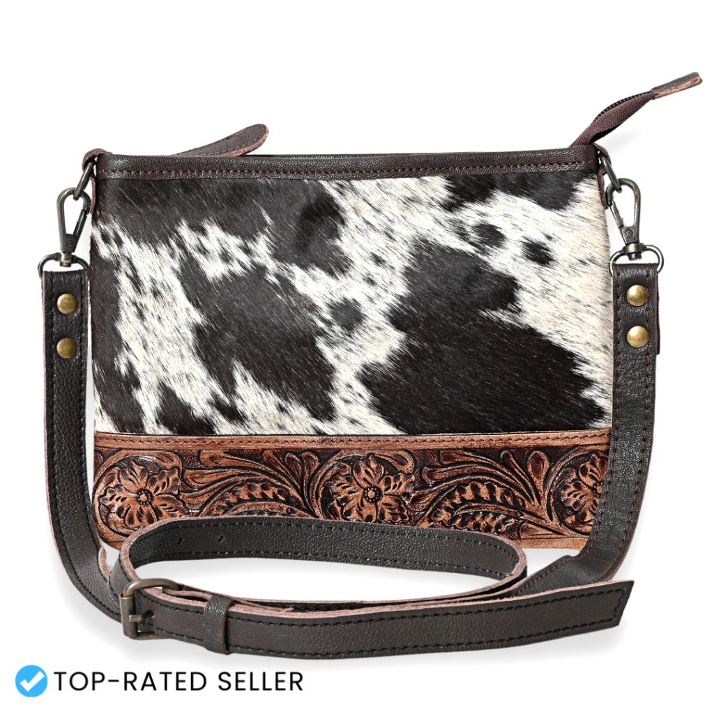 Tooled Leather Crossbody Bag Western Cowgirl Chic Adjustable Strap Purse